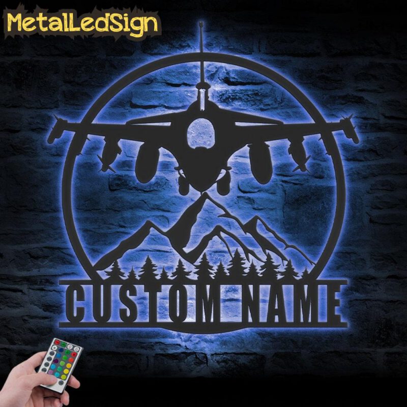 Custom Fighter Jet Pilot Metal Wall Art Led Light - Image 2