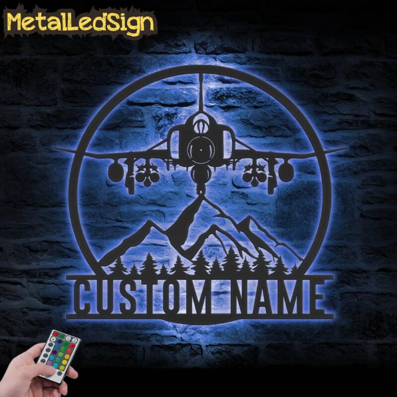 Custom Fighter Jet Pilot Metal Wall Art Led Light - Image 2