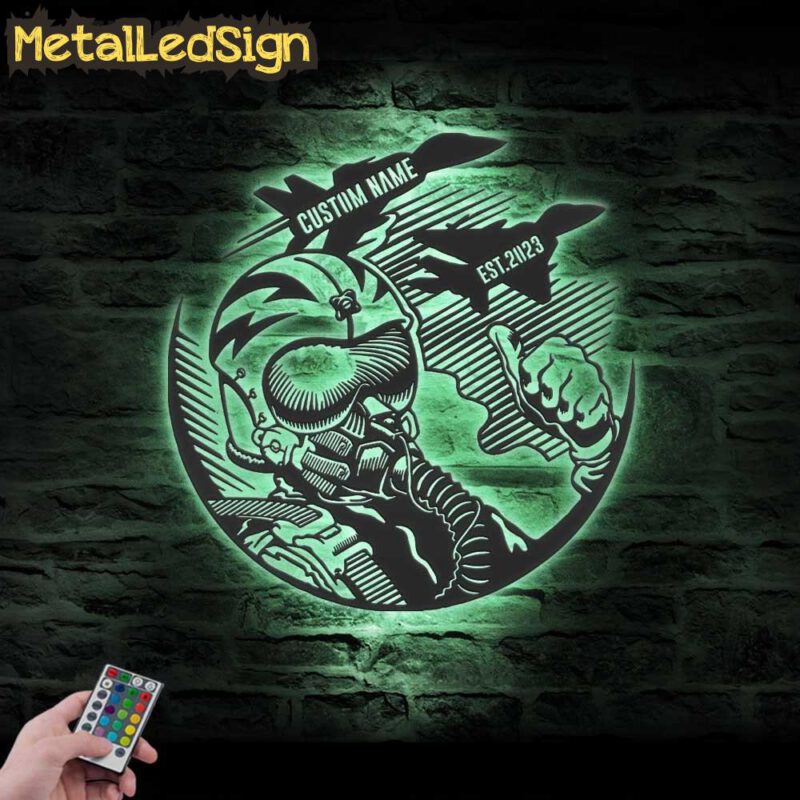 Custom Fighter Jet Pilot Metal Wall Art Led Light - Image 4