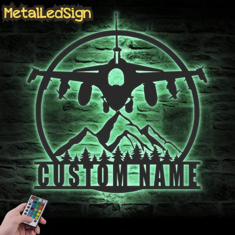 Custom Fighter Jet Pilot Metal Wall Art Led Light - Image 4