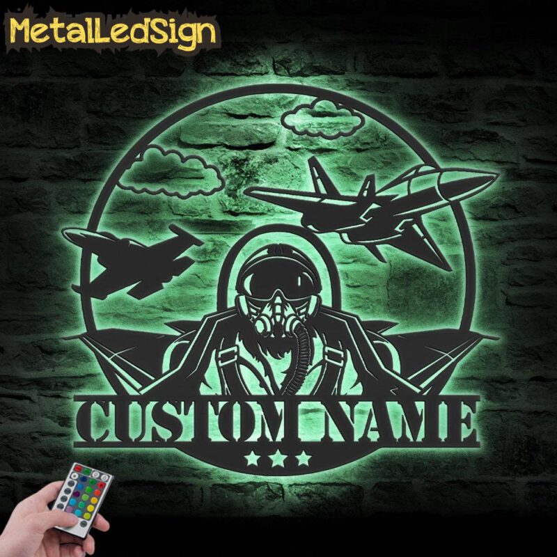 Custom Fighter Jet Pilot Metal Wall Art Led Light - Image 4