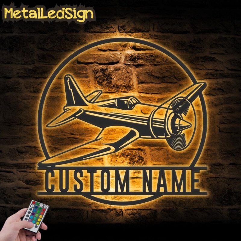 Custom Fighter Jet Pilot Metal Wall Art Led Light