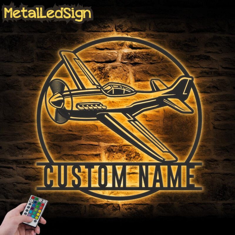 Custom Fighter Jet Pilot Metal Wall Art Led Light