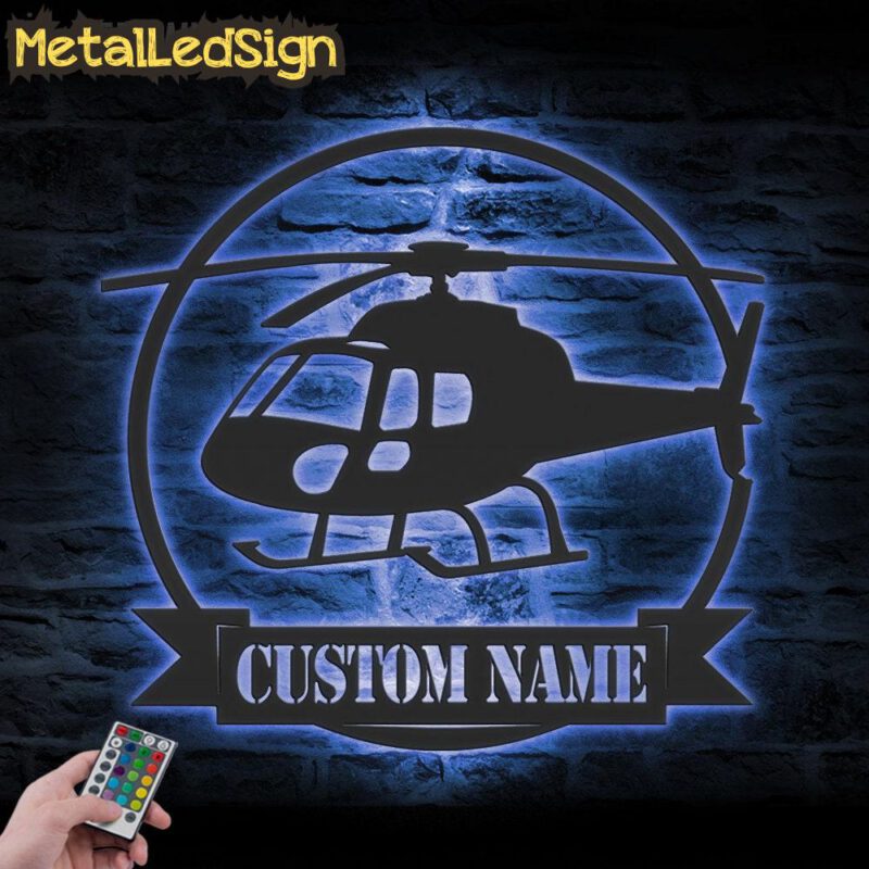 Custom Helicopter Airplane Metal Wall Art Led Light - Image 2