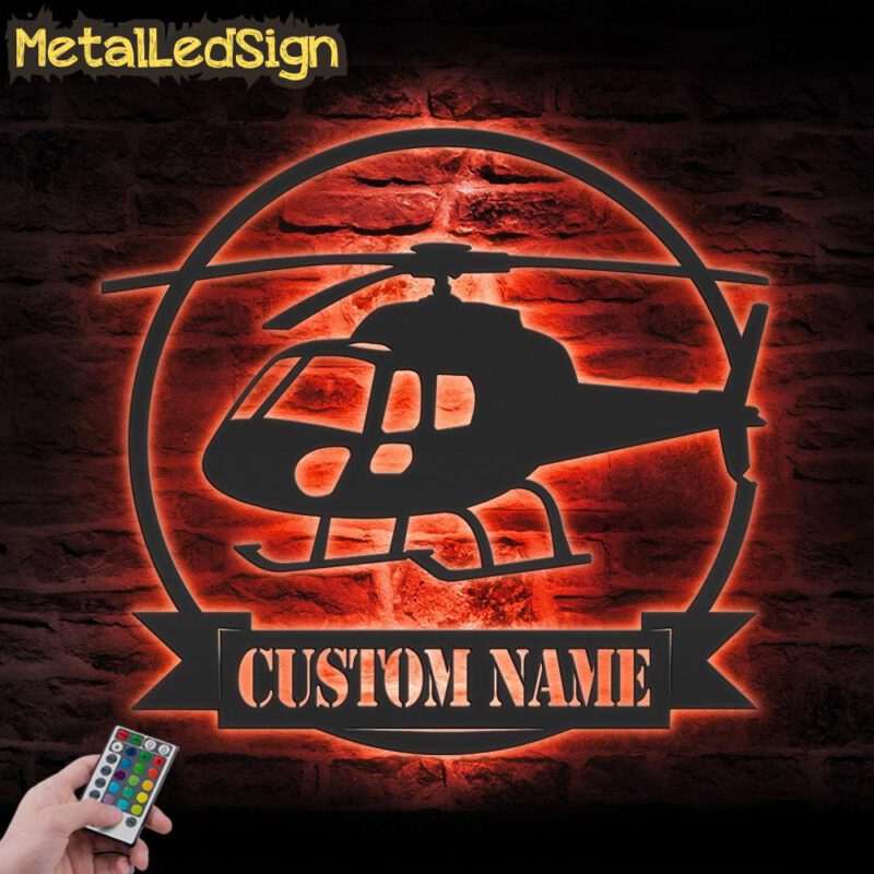 Custom Helicopter Airplane Metal Wall Art Led Light - Image 3