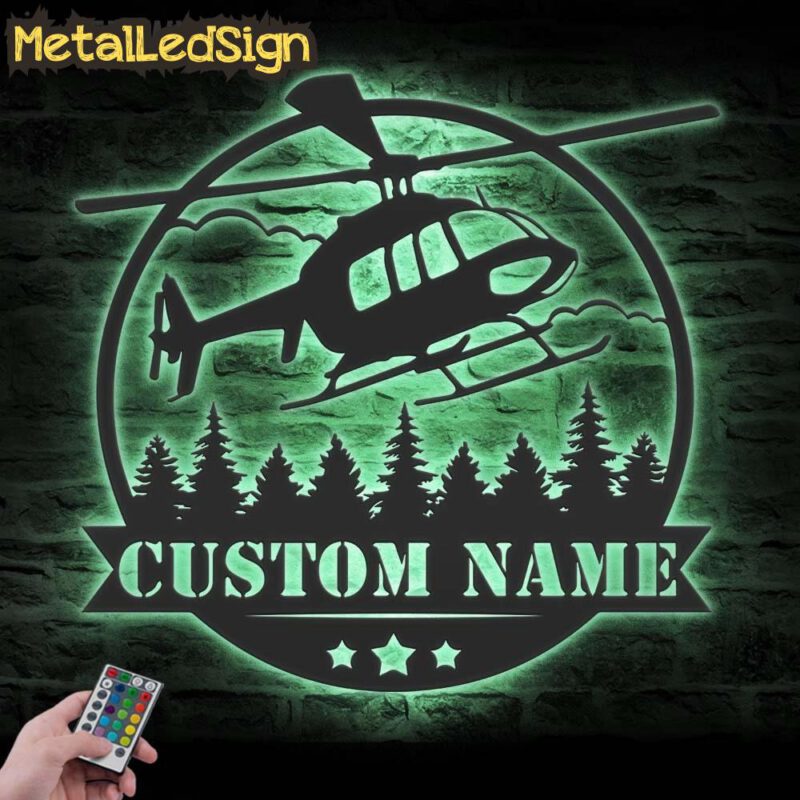 Custom Helicopter Airplane Metal Wall Art Led Light - Image 4