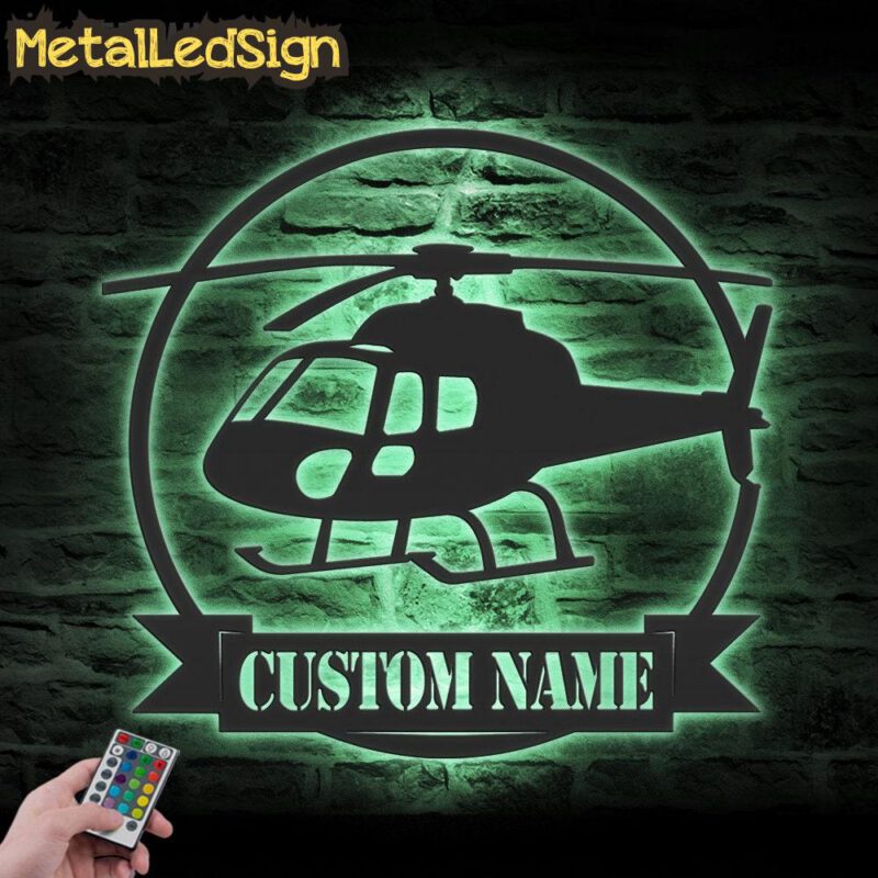 Custom Helicopter Airplane Metal Wall Art Led Light - Image 4