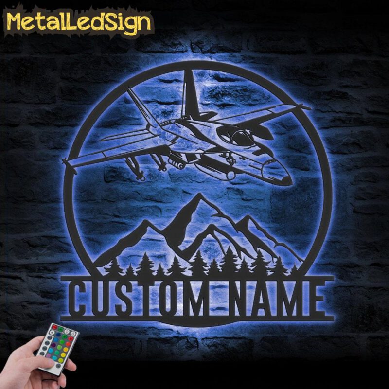 Custom Jet Fighter Metal Wall Art Led Light - Image 2