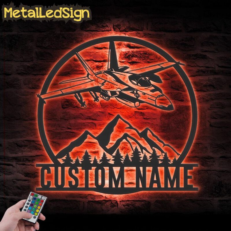 Custom Jet Fighter Metal Wall Art Led Light - Image 3