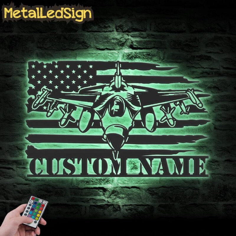 Custom Us Fighter Jet Pilot Metal Wall Art Led Light - Image 4