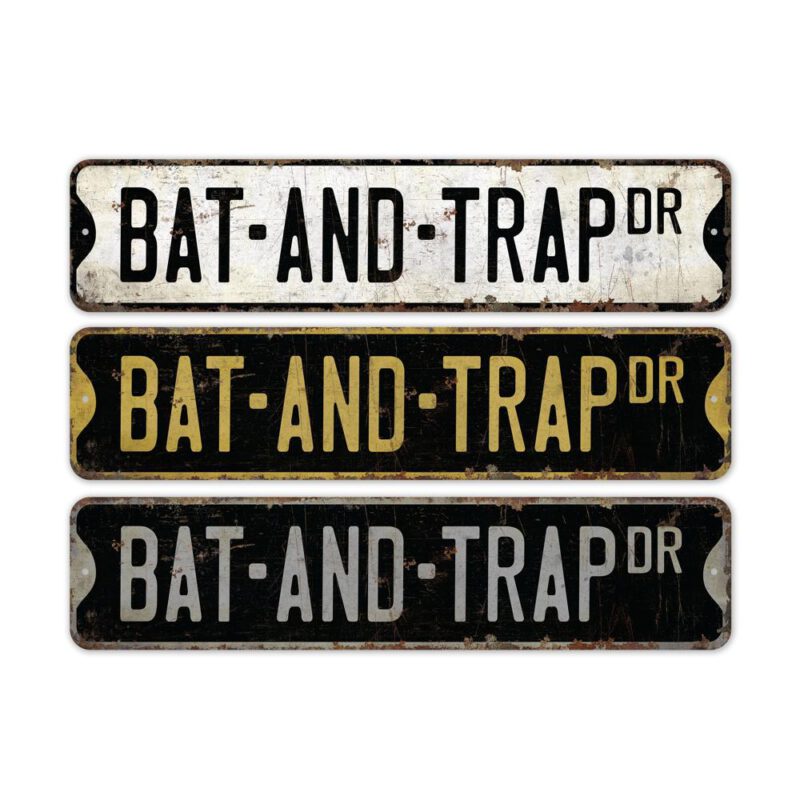 Bat-And-Trap-Premium-Quality-Rustic-Metal-Sign-2