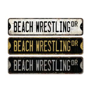 Beach-Wrestling-Premium-Quality-Rustic-Metal-Sign-2