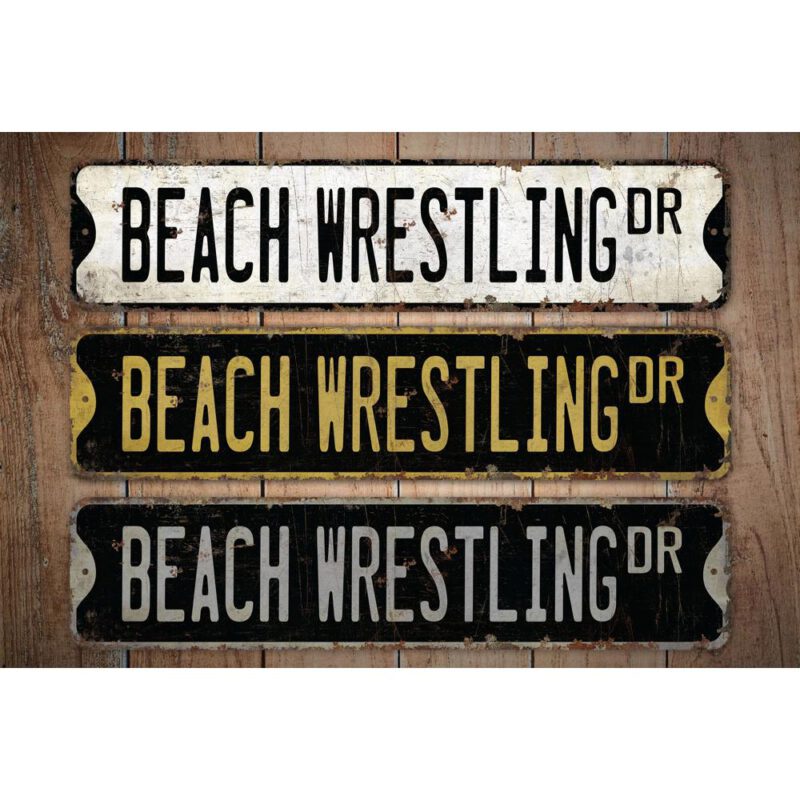 Beach-Wrestling-Premium-Quality-Rustic-Metal-Sign-Images