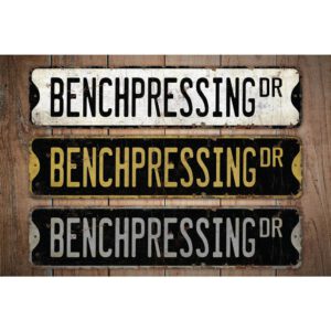 Benchpressing-Premium-Quality-Rustic-Metal-Sign-Images