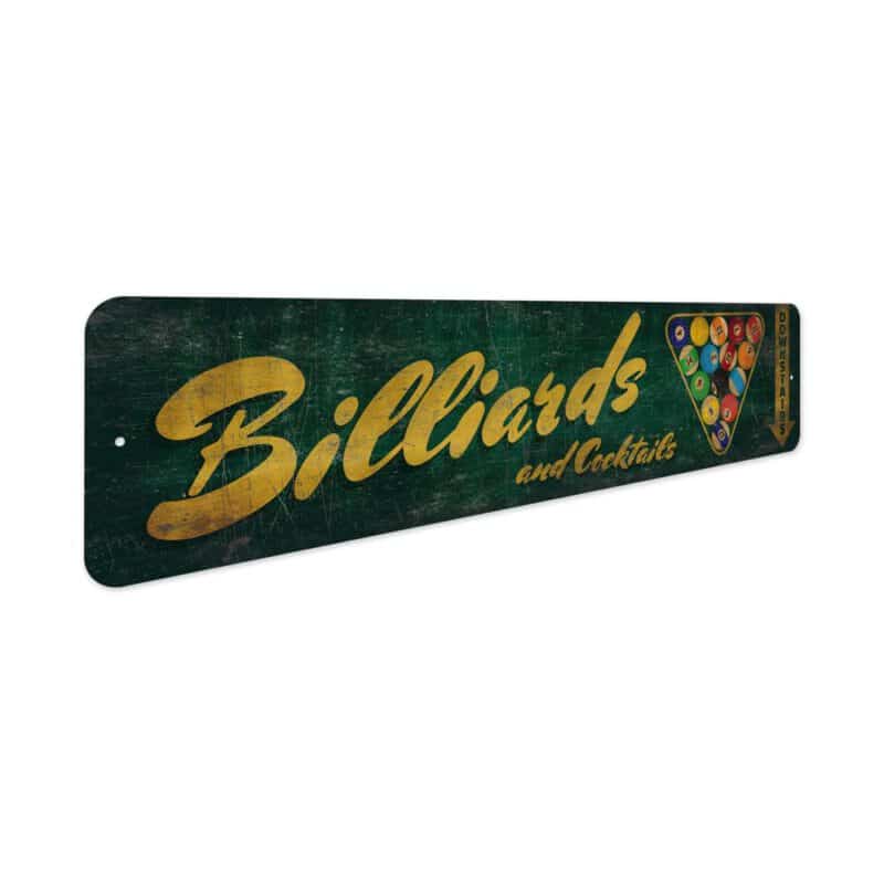 Billiards-Downstairs-Sign-Premium-Quality-Rustic-Metal-Sign-3