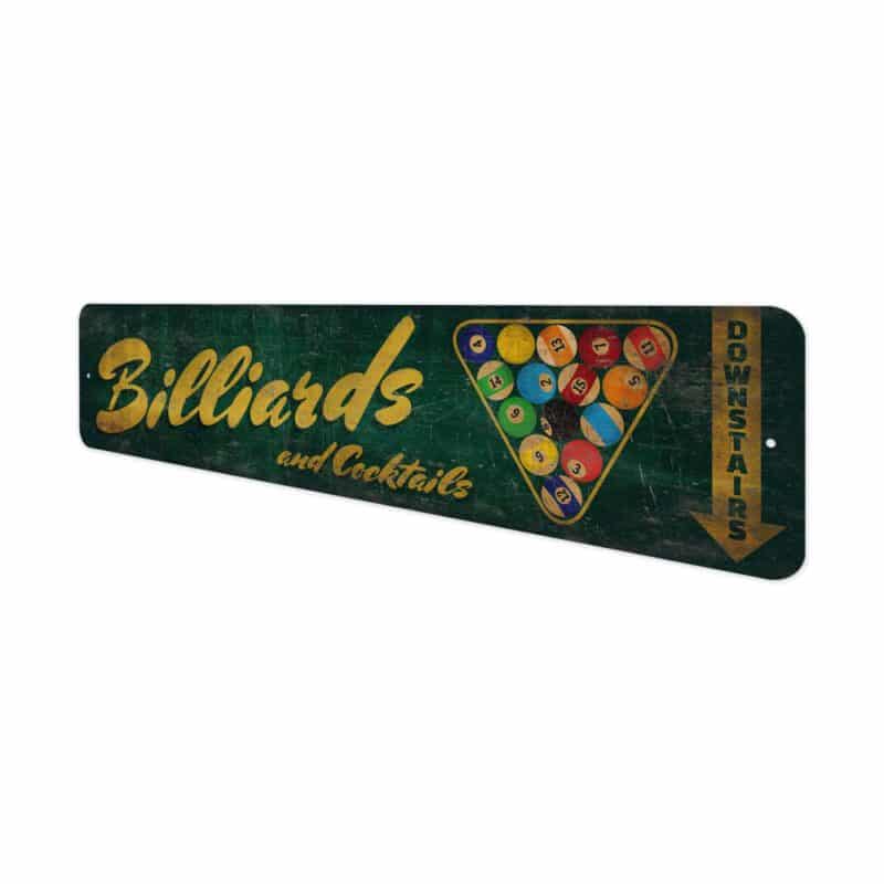 Billiards-Downstairs-Sign-Premium-Quality-Rustic-Metal-Sign-4