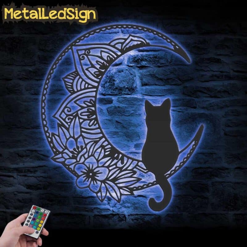 Black-Cat-On-The-Moon-Metal-Wall-Art-with-LED-Light-3-1