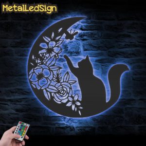 Black-Cat-On-The-Moon-Metal-Wall-Art-with-LED-Light-3-3