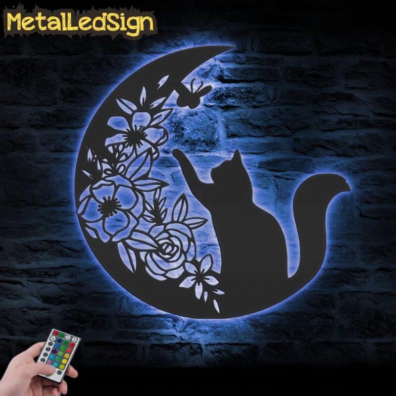 Black-Cat-On-The-Moon-Metal-Wall-Art-with-LED-Light-3-3