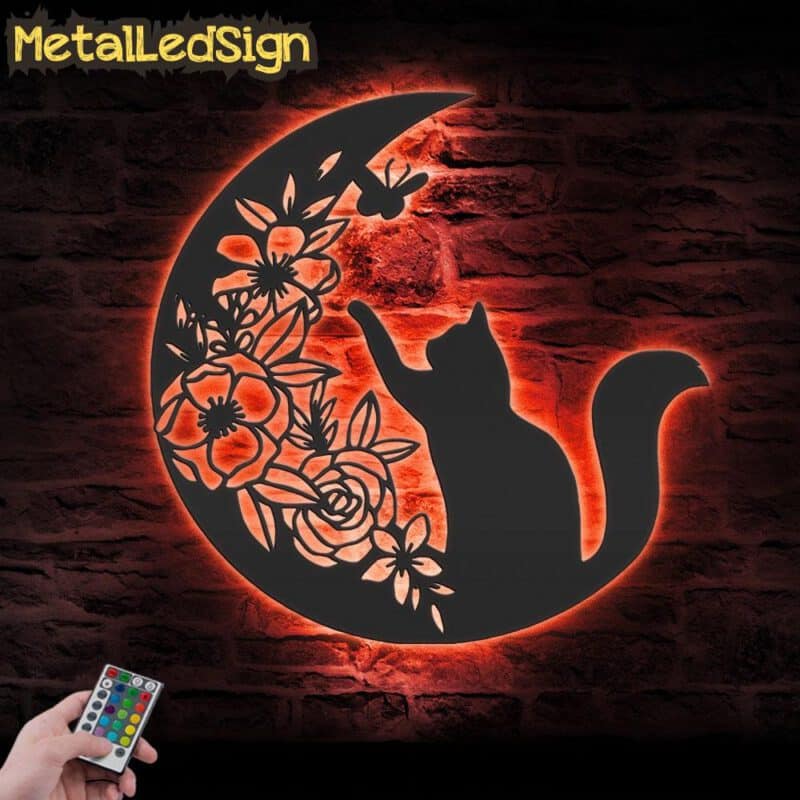 Black-Cat-On-The-Moon-Metal-Wall-Art-with-LED-Light-5-3