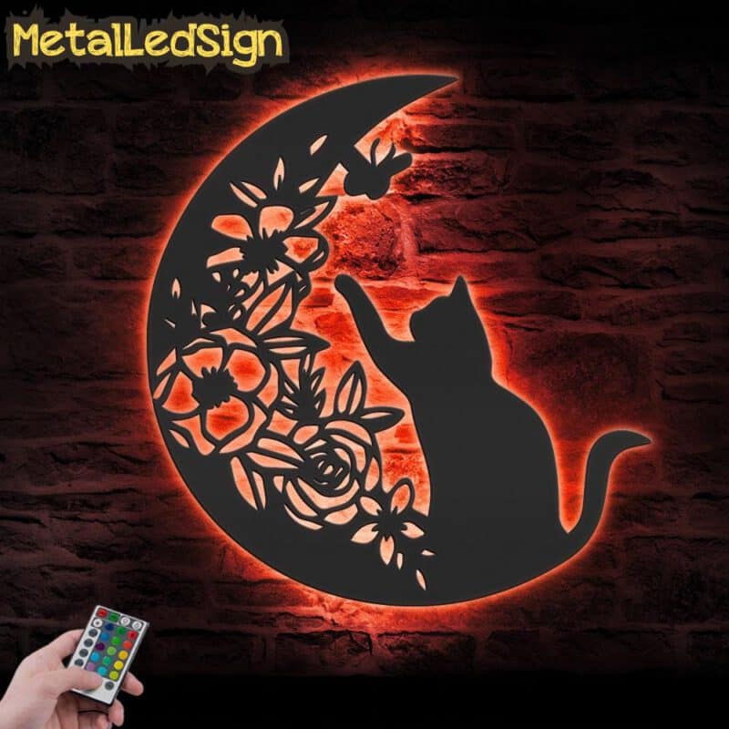 Black-Cat-On-The-Moon-Metal-Wall-Art-with-LED-Light-5