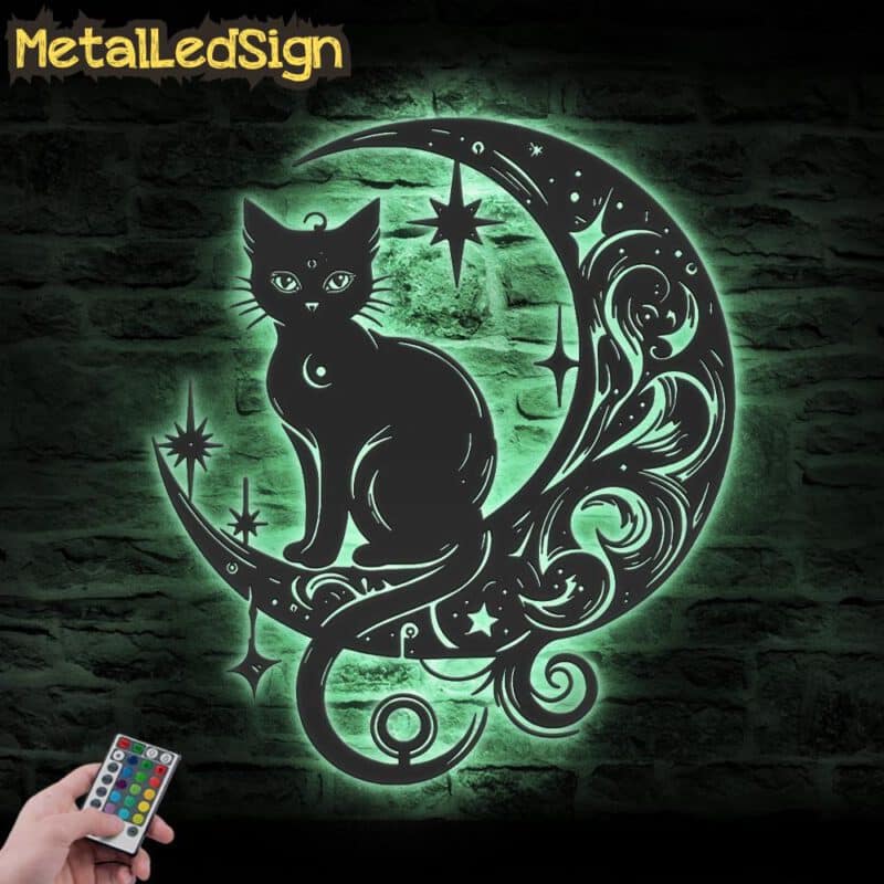 Black-Cat-On-The-Moon-Metal-Wall-Art-with-LED-Light-7-2