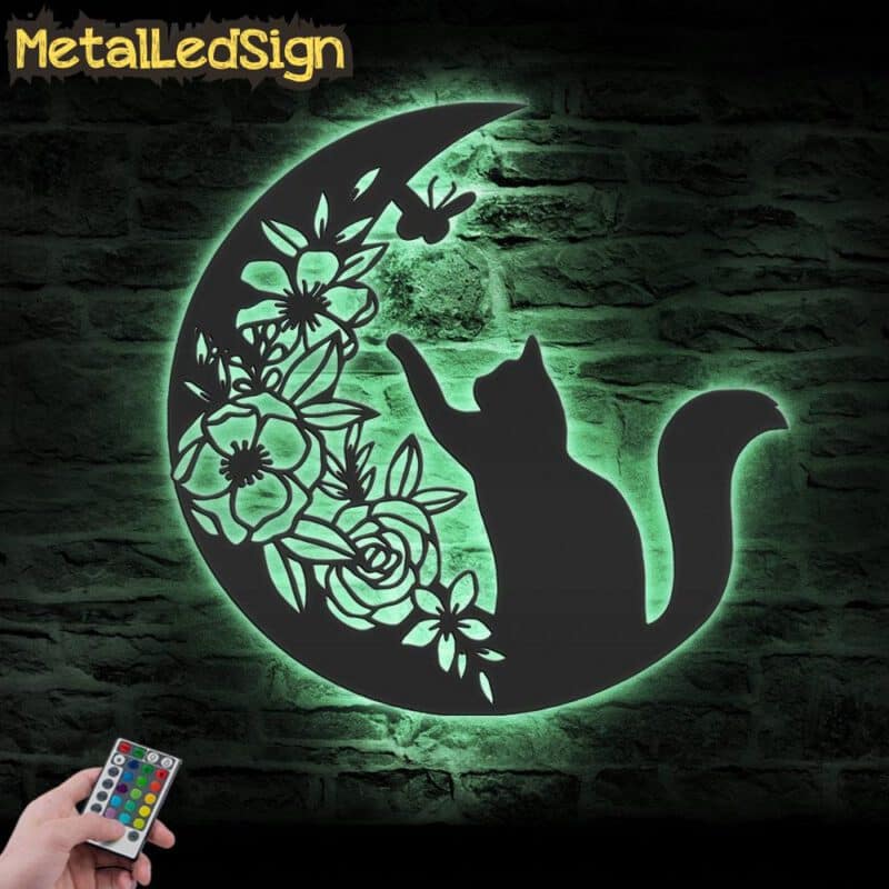 Black-Cat-On-The-Moon-Metal-Wall-Art-with-LED-Light-7-3