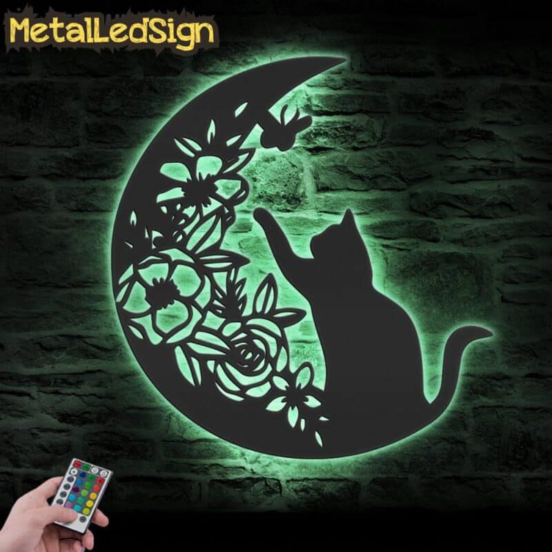 Black-Cat-On-The-Moon-Metal-Wall-Art-with-LED-Light-7