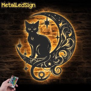 Black-Cat-On-The-Moon-Metal-Wall-Art-with-LED-Light-Images-2