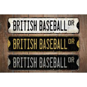 British-Baseball-Premium-Quality-Rustic-Metal-Sign-Images