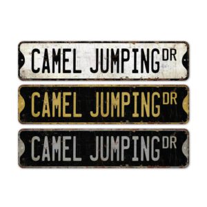 Camel-Jumping-Premium-Quality-Rustic-Metal-Sign-2