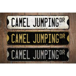 Camel-Jumping-Premium-Quality-Rustic-Metal-Sign-Images