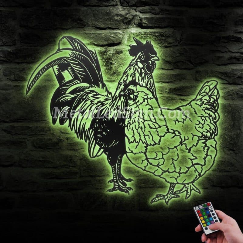 Couple-Chicken-Farmhouse-Metal-Wall-Art-Led-Light-6