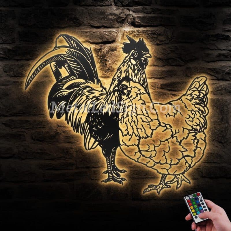 Couple-Chicken-Farmhouse-Metal-Wall-Art-Led-Light-Images-1