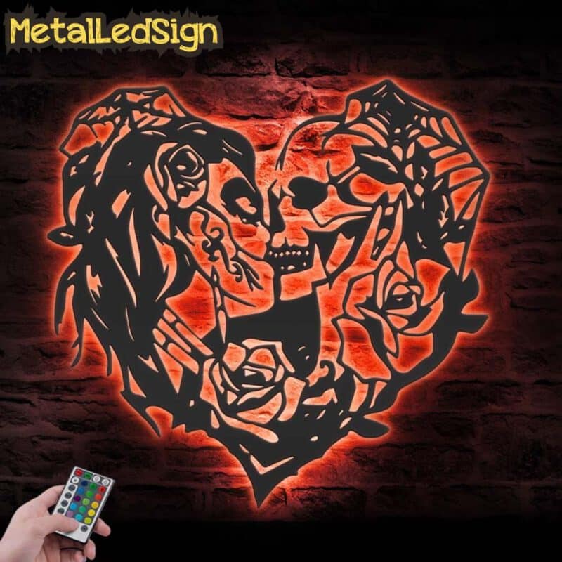 Couple-Sugar-Skull-Heart-Rose-Metal-Wall-Art-LED-Light-5.jpg