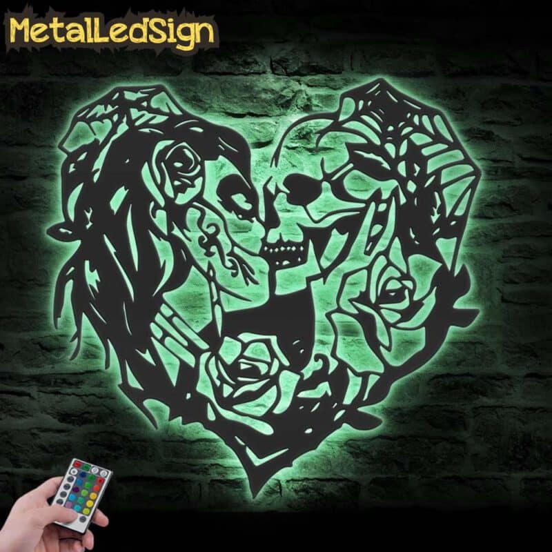 Couple-Sugar-Skull-Heart-Rose-Metal-Wall-Art-LED-Light-7.jpg