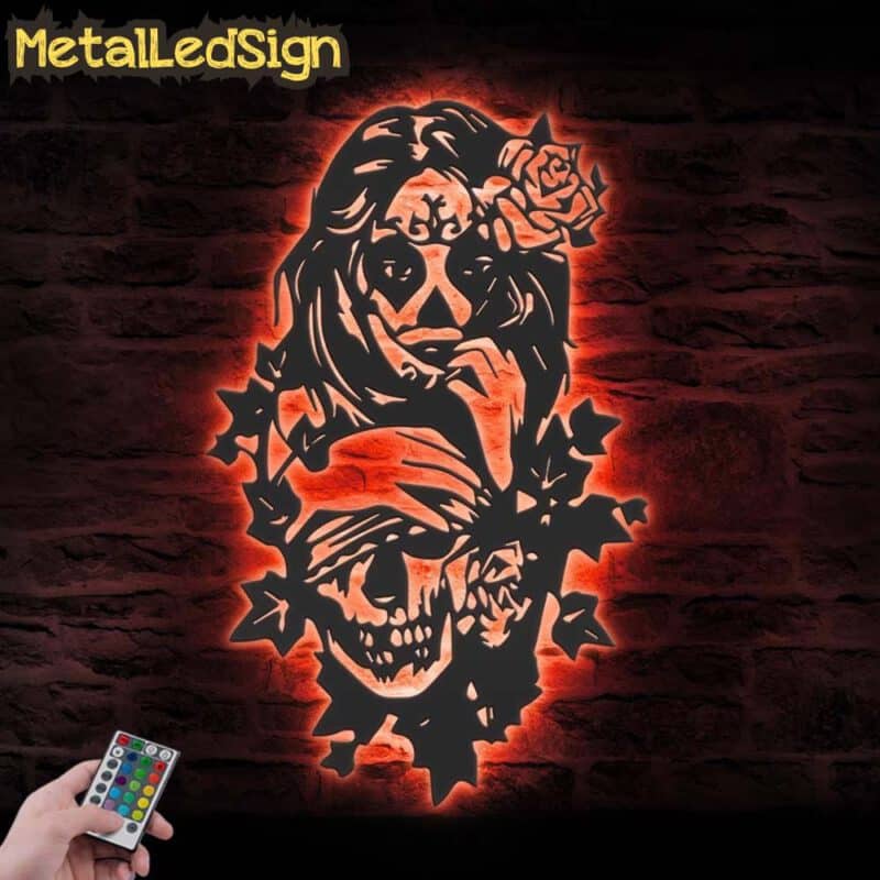 Couple-Sugar-Skull-Rose-Metal-Wall-Art-LED-Light-5.jpg