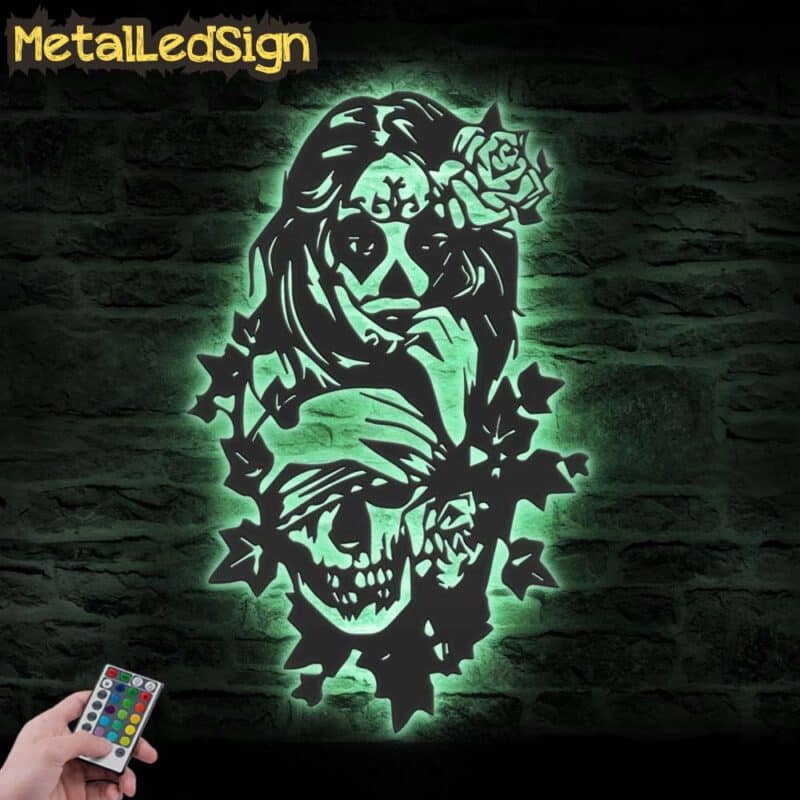 Couple-Sugar-Skull-Rose-Metal-Wall-Art-LED-Light-7.jpg