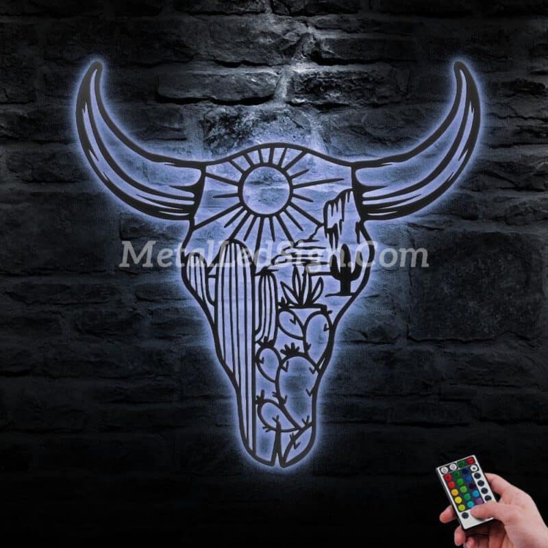 Cow-Skull-Desert-Metal-Wall-Art-Led-Light-3-1