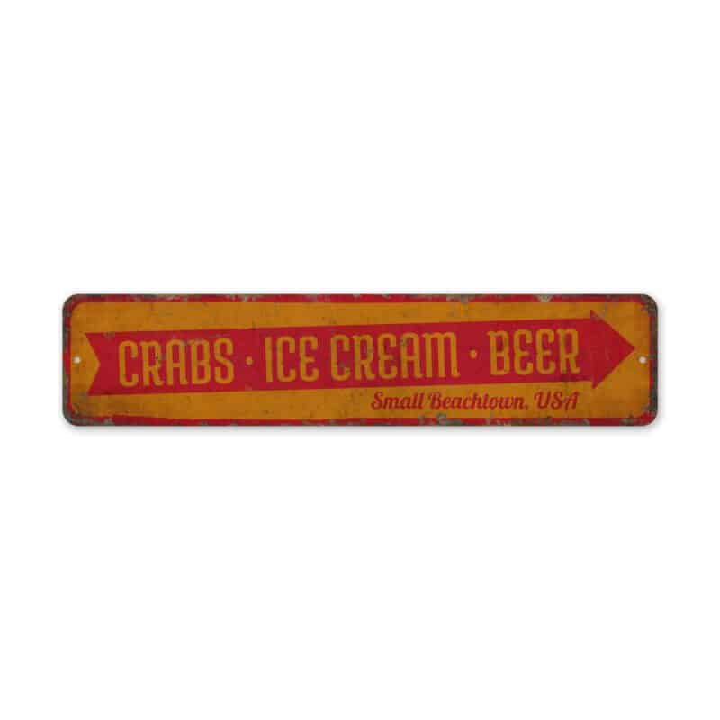 Crabs-Ice-Cream-Beer-Premium-Quality-Rustic-Metal-Sign-2