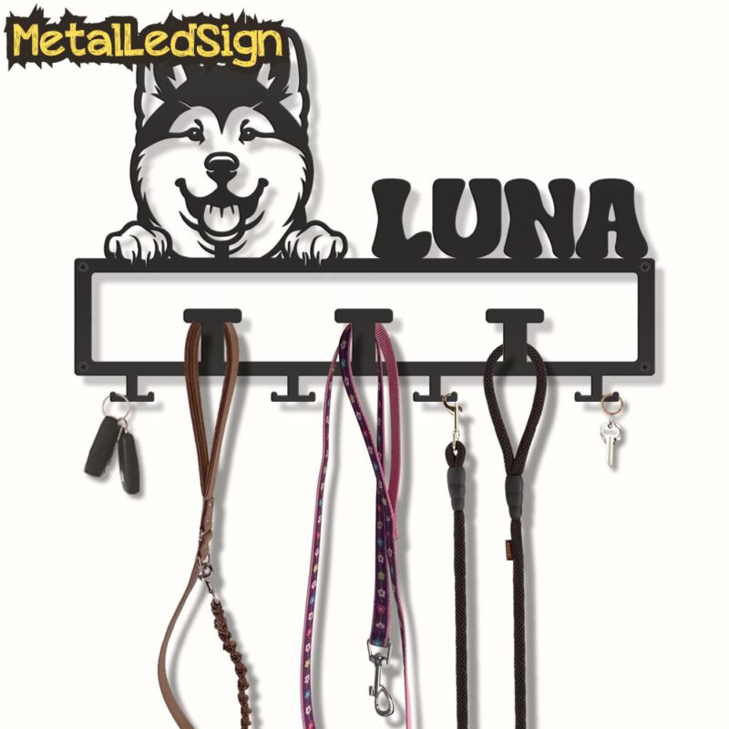 Custom-Akita-Inu-Dog-Leash-Collar-Holder-3