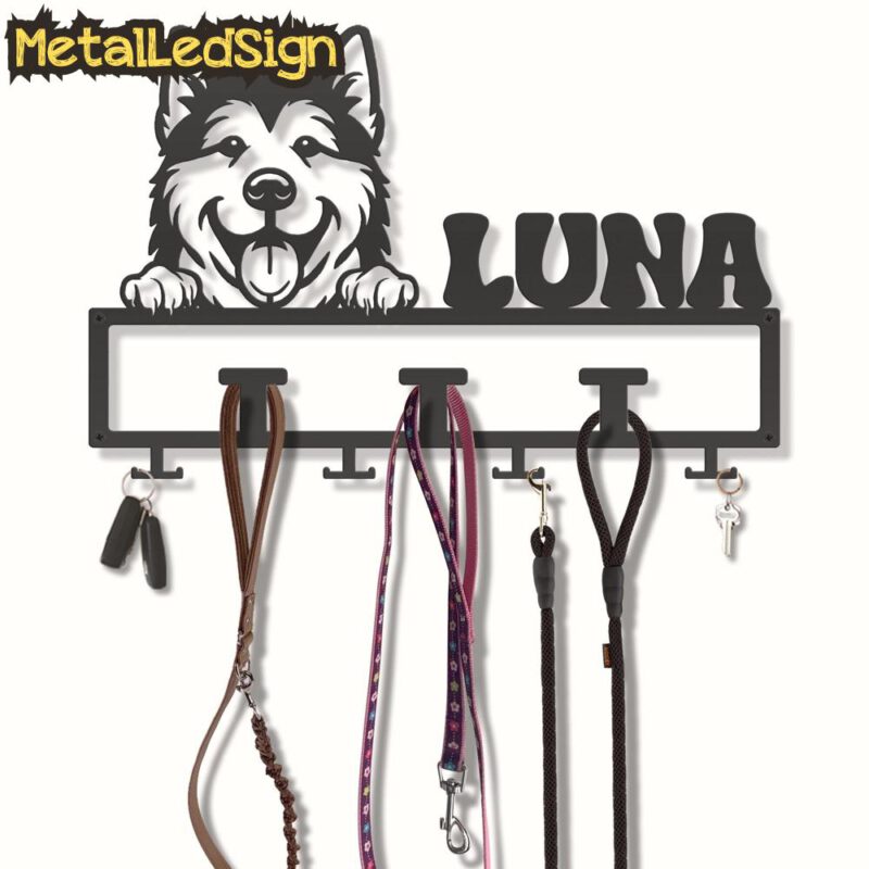 Custom-Alaskan-Malamute-Dog-Leash-Collar-Holder-3