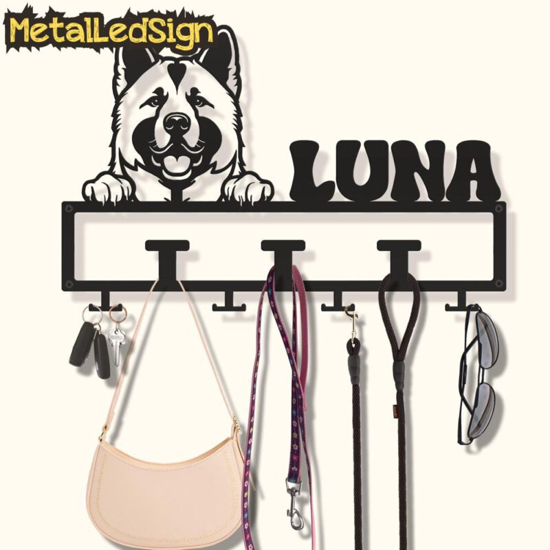 Custom-American-Akita-Dog-Leash-Collar-Holder-Images