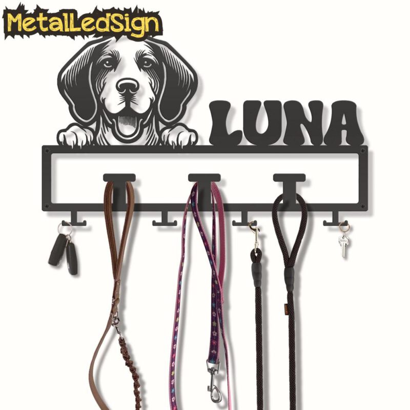 Custom-American-English-Coonhound-Dog-Leash-Collar-Holder-3