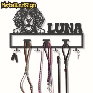 Custom-American-Water-Spaniel-Dog-Leash-Collar-Holder-3