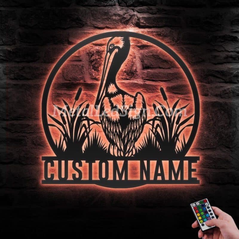 Custom-American-White-Pelican-Metal-Wall-Art-Led-Light-6