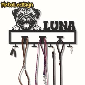 Custom-Apricot-Pug-Dog-Leash-Collar-Holder-3