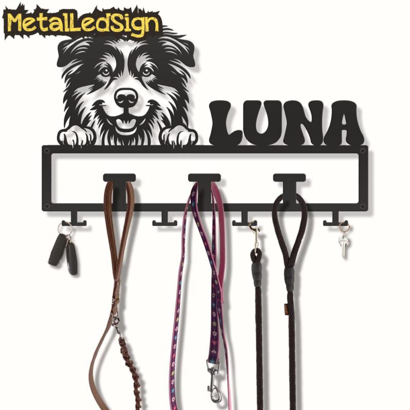 Custom-Australian-Shepherd-Dog-Leash-Collar-Holder-3