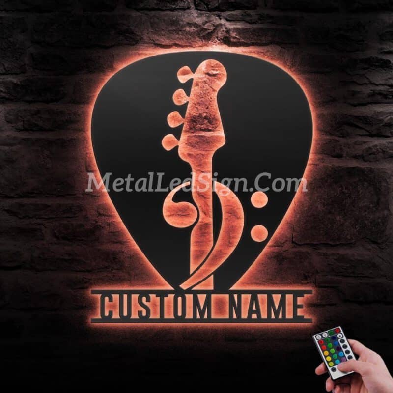 Custom-Bass-Guitar-Pick-Metal-Wall-Art-Led-Light-2