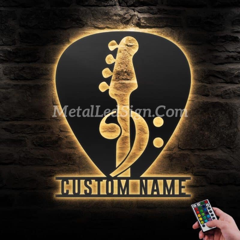 Custom-Bass-Guitar-Pick-Metal-Wall-Art-Led-Light-Images-1